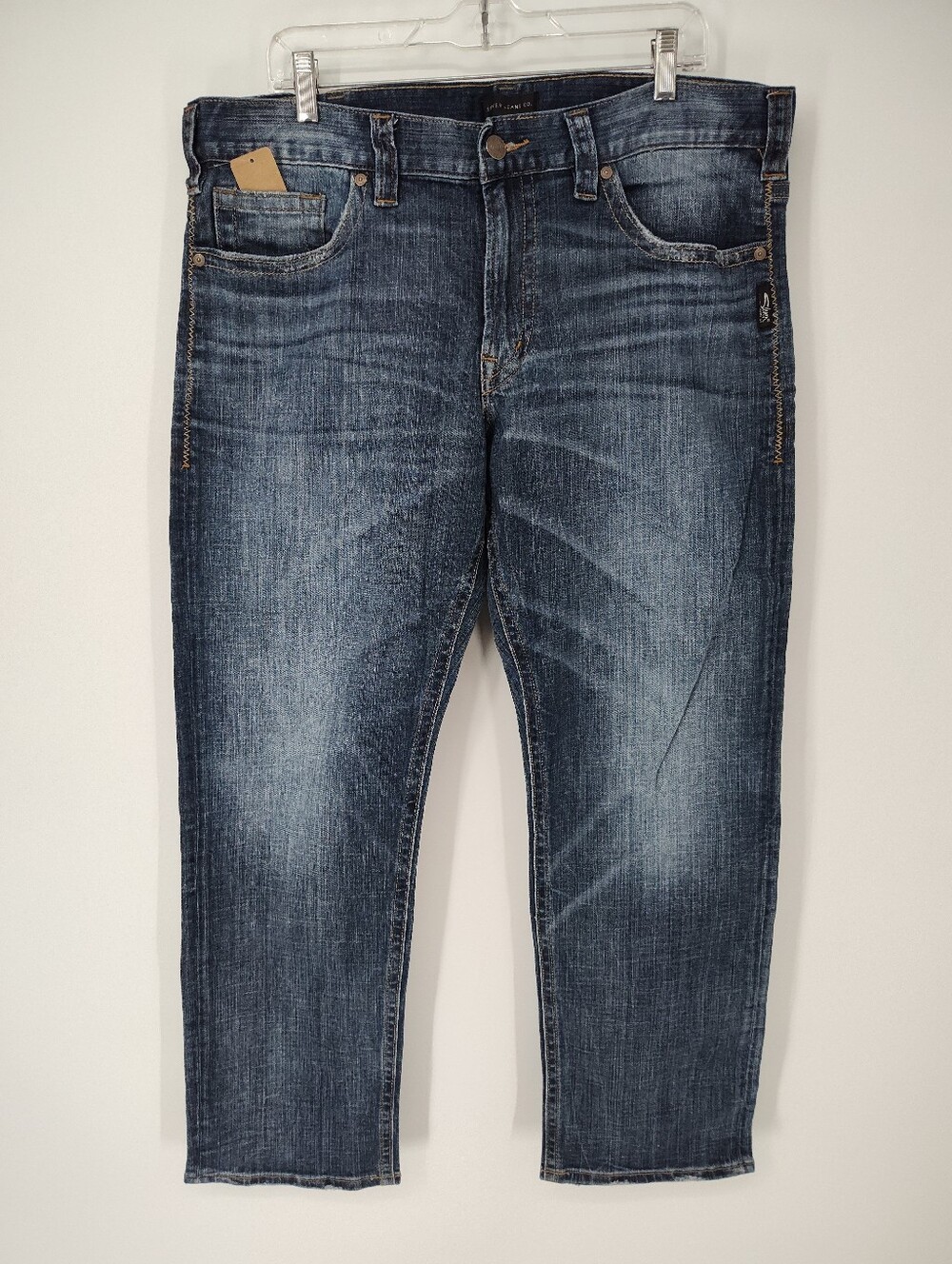 Silver Jeans Eddie Relaxed Straight Men's Mid-Dark Blue Washed Jeans Size 36x30